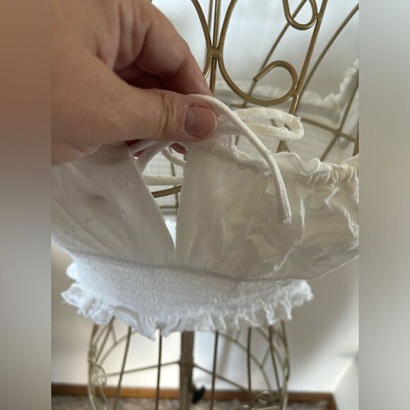 Princess Polly white smocked crop top with ruffle detail size 6 - Picture 8 of 11